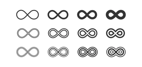 Infinity Icon Set Unlimited Illustration Symbol Sign Vector Flat — Stock Vector