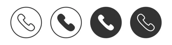 Hörer Icon Set Retro Telefon Illustration Symbol Gebärdensprachlicher Vektor Flach — Stockvektor