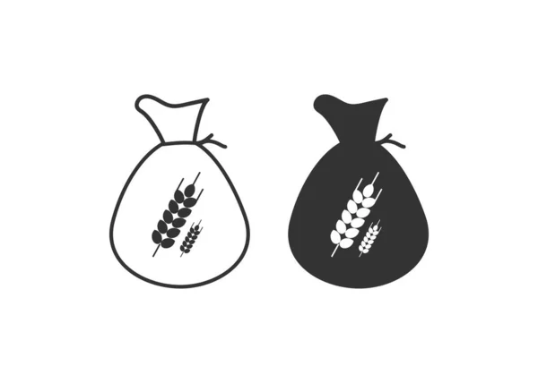 穀物袋のアイコン 蛍光袋イラストのシンボル パンベクトルにサイン — ストックベクタ