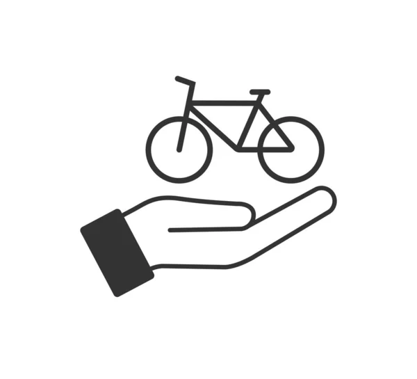 Öppen Handflata Och Cykelikon Hand Och Bycicle Illustration Symbol Skylt — Stock vektor