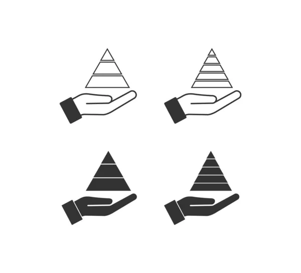 Palmo Aperto Icona Triangolo Simbolo Illustrazione Piramidale Mano Bussine Segno — Vettoriale Stock