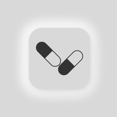 Hap ikonu. Tıbbi ilaç web tasarım sembolü. Beyaz, kırmızı ve beyaz siyah renk vektörü.