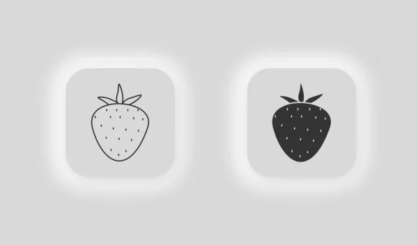 Erdbeer Symbol Symbolbild Obst Zeichen Süßer Vitamin Lebensmittel Vektorneumorphismus — Stockvektor