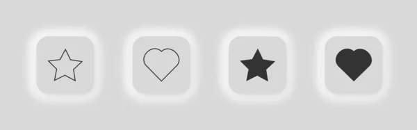 Звезда Значок Сердца Набор Белых Черных Знаков Символом Иллюстрации Логотип — стоковый вектор