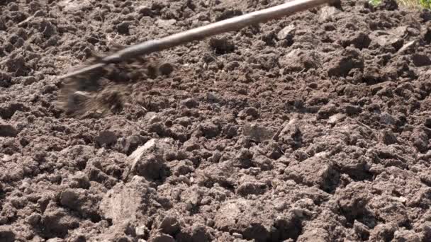 Manual Tillage Preparing Soil Planting — Vídeo de Stock