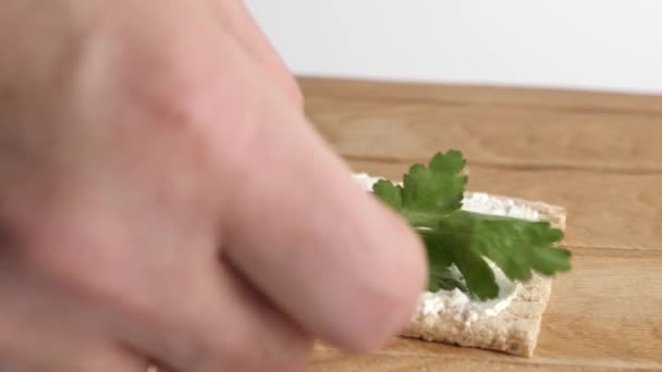 Making Sandwiches Diet Bread Cheese Herbs — Wideo stockowe