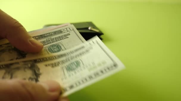 Man Counts Money Puts His Wallet Concept Financial Security — Vídeo de Stock
