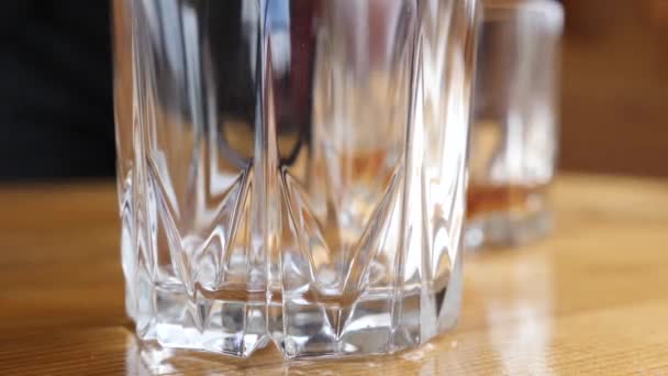 Man Pours Little Cognac Glass — Stockvideo