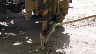 Matkaplı bir araba ağaç dikmek için delik açar..