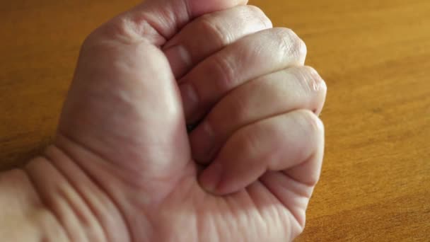 Man Clenched His Fist Which Cross Symbol Christian Faith — Stockvideo