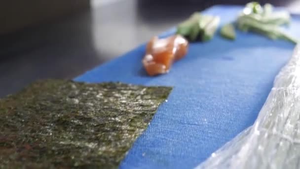 Cooking Ready Made Products Sushi — Stock Video