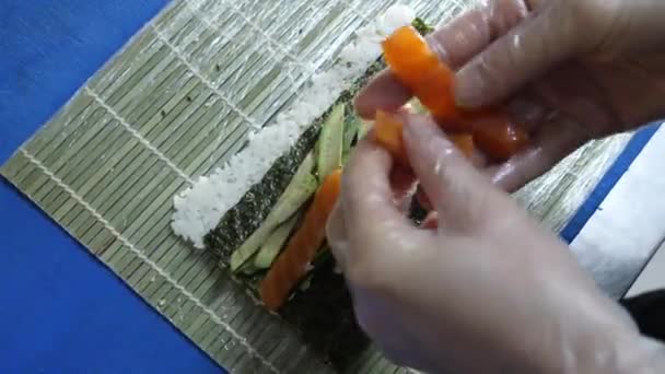 Cooking Cooking Sushi Teaching Fish — стоковое видео
