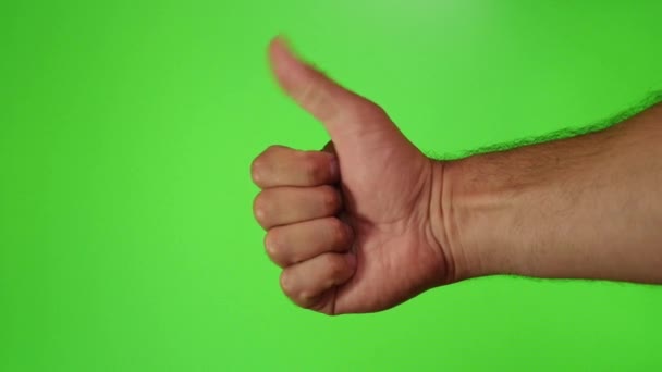 Männliche Hand Auf Grünem Hintergrund Zählt Mit Den Fingern Von — Stockvideo