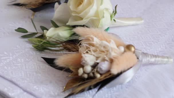 Beautiful Wedding Bouquets Wedding Preparation Concept — Stock Video