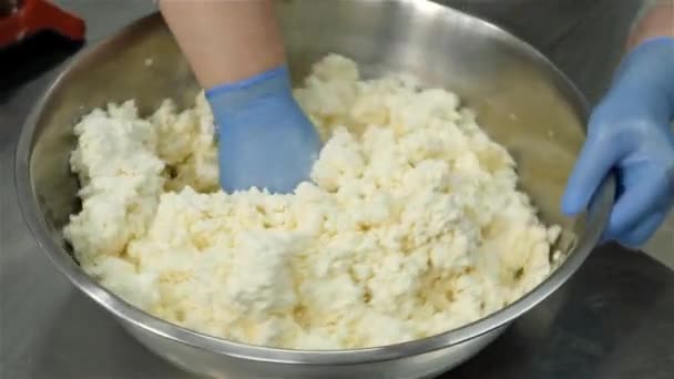 Ruční Míchání Sýra Cukrem Kořením Pracuj Kuchyni Vaření — Stock video