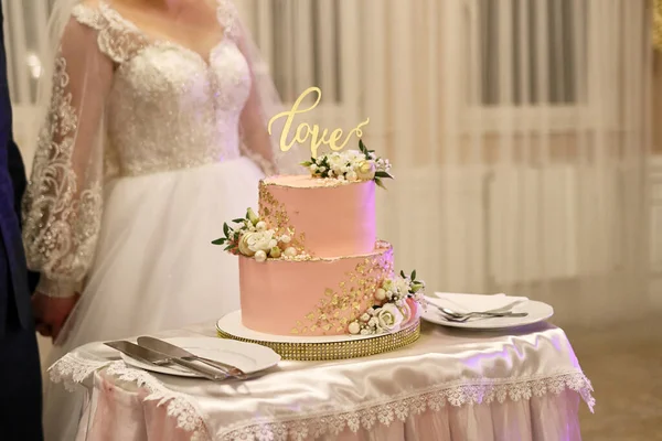 Esküvői Torta Háttérben — Stock Fotó