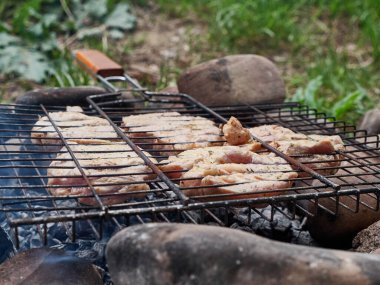 Izgarada ızgara tavuk ve dövme.