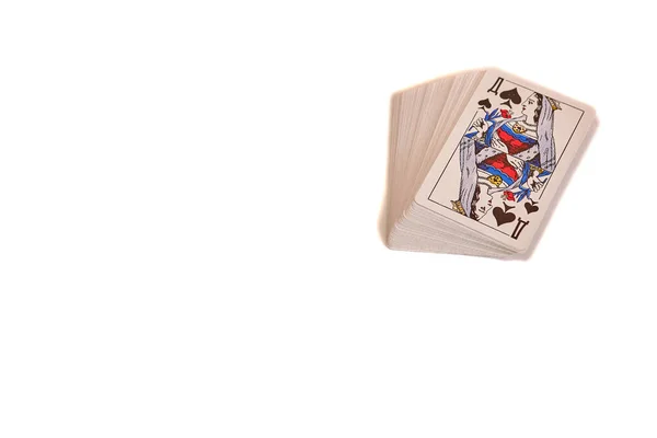 Jogando Cartas Isoladas Fundo Branco — Fotografia de Stock