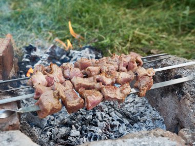 Et şiş, bbq, açık hava hazırlığı.