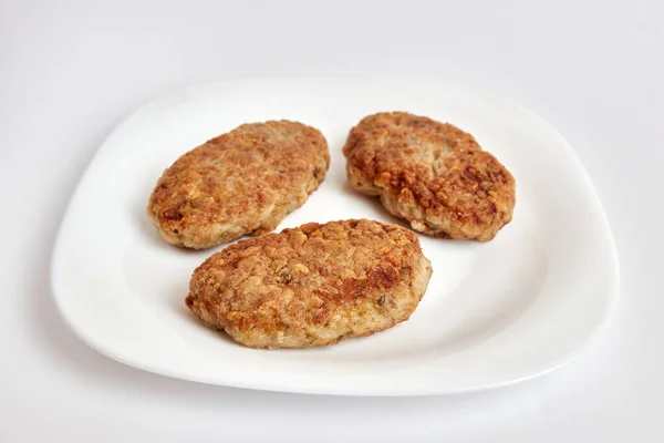 Fried Meatballs White Plate — Stock Photo, Image