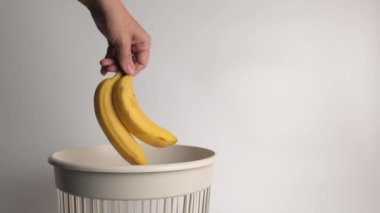 Expired bananas were thrown into the trash for disposal and recycling