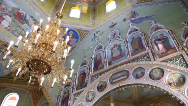 Interior Architecture Orthodox Church Painting Iconostasis — 图库视频影像