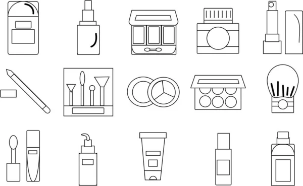Set Prodotti Kit Trucco Cosmetici — Vettoriale Stock