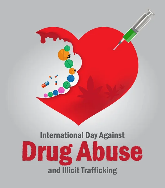 Día Internacional Contra Abuso Drogas Tráfico Ilícito Pancartas Vector — Vector de stock