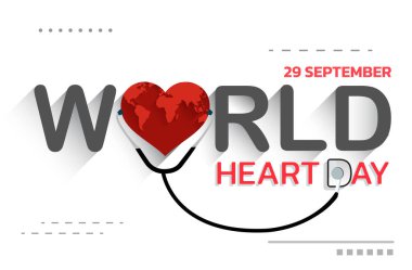 Vektör İllüstrasyonu, Dünya Kalp Günü Arkaplanı Posteri ya da Afişi. Dünya Kalp Günü 'nün yaratıcı illüstrasyon konsepti.