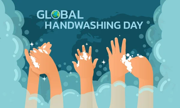 Hari Mencuci Tangan Ilustrasi Cuci Tangan Air Mencuci Tangan Membersihkan - Stok Vektor