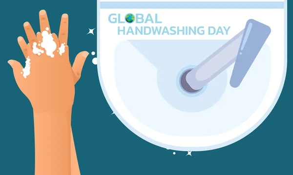 Händewaschen Händewaschen Wasser Hände Waschen Putzen Hygienekonzept Vektor Illustration Kann — Stockvektor