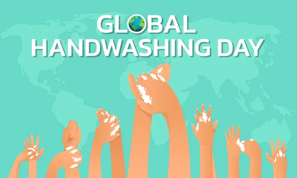 Handwashing Day Handwashing Illustration Water Washing Hands Cleaning Hygiene Concept — стоковый вектор