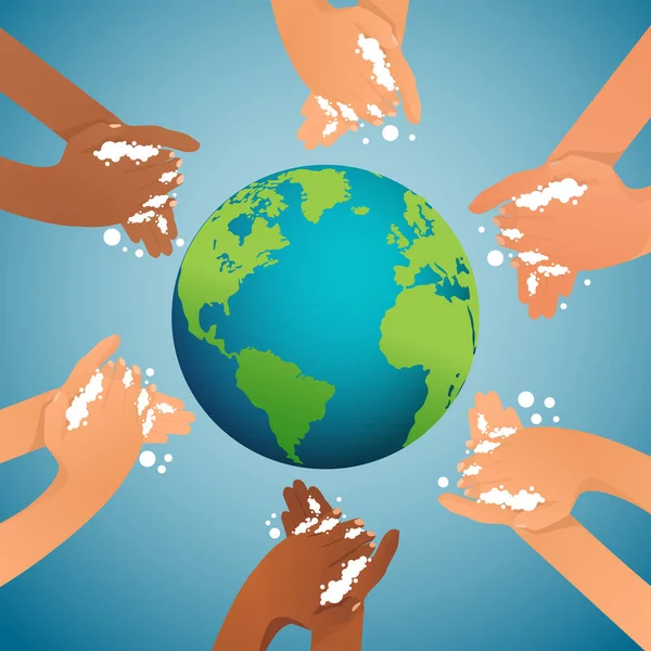 Bulaşık yıkama günü. El yıkama illüstrasyonu. Su, el yıkama, temizlik. Hijyen konsepti. Vektör illüstrasyonu sağlık, cilt bakımı ve hijyen için kullanılabilir.