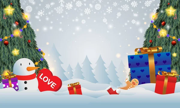 Fundo Decorado Com Caixas Presente Vermelho Feliz Natal —  Vetores de Stock