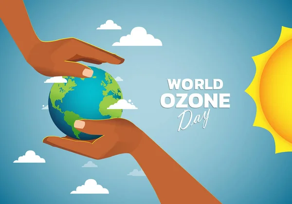 Векторная Иллюстрация Всемирного Дня Озона Плаката Дизайна Баннеров — стоковый вектор