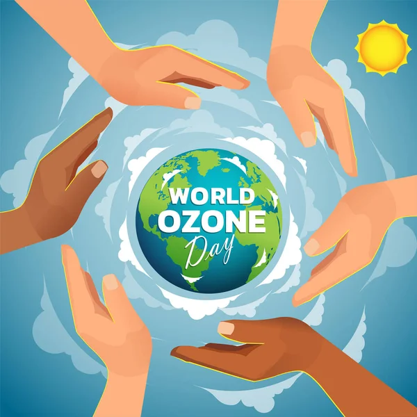 World Ozone Day Vector Illustration Poster Banner Design — Stock Vector