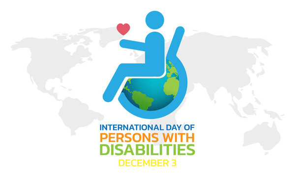Векторная иллюстрация на тему Международного дня инвалидов отмечается ежегодно 3 декабря по всему миру.