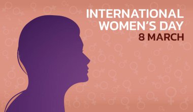 Uluslararası Kadınlar Günü. Beş mutlu gülümseyen kadının vektör çizimi.