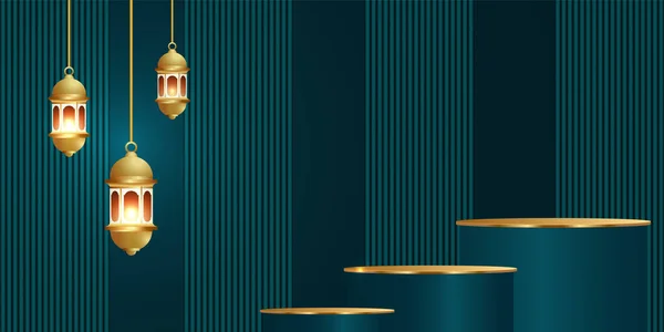 Ramadán Kareem Banner Fondo Diseño Ilustración — Vector de stock