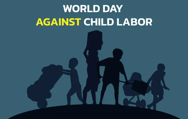 Dia Mundial Contra Trabalho Infantil Parar Trabalho Infantil Mundo —  Vetores de Stock