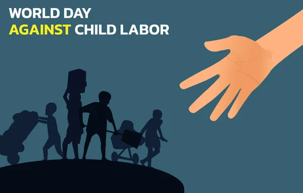 Çocuk Işçiliğine Karşı Dünya Günü Dünyadaki Çocuk Işçiliğini Durdurun — Stok Vektör