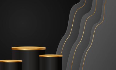 Kara Cuma Süper Satış. Banner, arka planda bir poster. Satılık podyum.