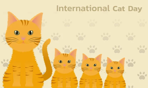 Día Mundial Del Gato Día Internacional Del Gato Concepto Vacaciones — Vector de stock