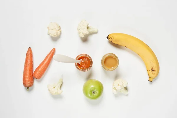 Banana Carrot Based Purees Apple Fruit Broccoli — Foto de Stock