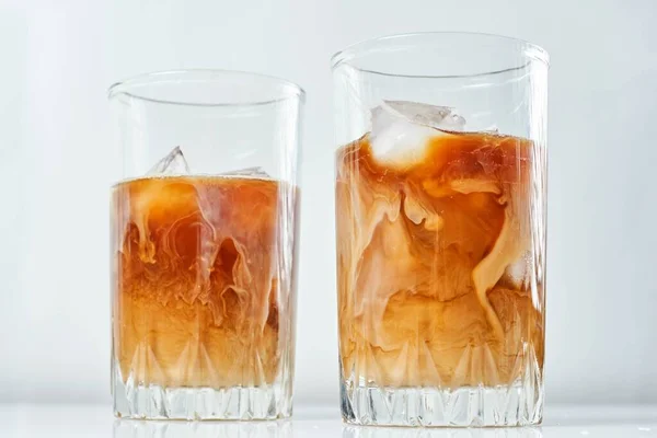 Two Glasses Iced Coffee Milk — Stock Photo, Image