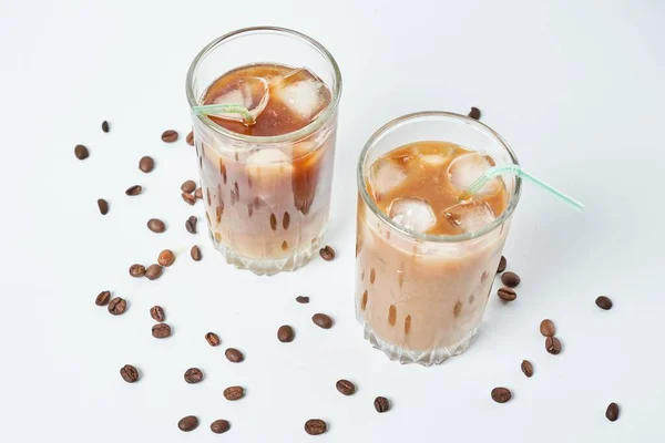 Glasses Iced Coffee Latte — Stock Photo, Image