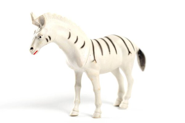 Toy animals zebra on white background