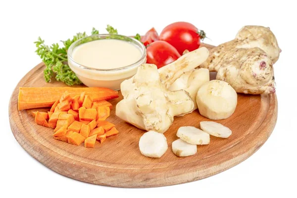 Ingredientes Crudos Para Hacer Plato Vegetal Saludable — Foto de Stock