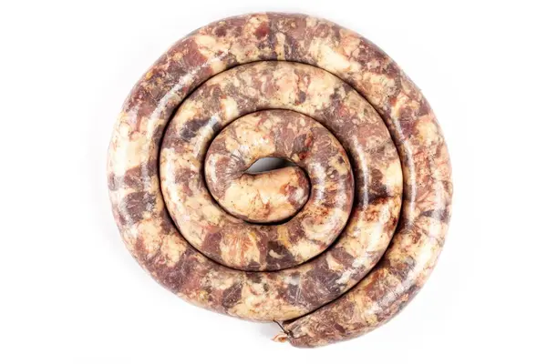 Homemade Sausages Spiral Form Top View — Stok Foto