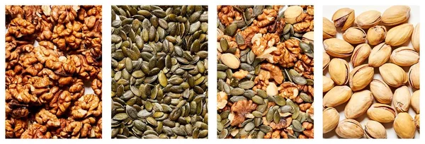 Assorted Healthy Food Background Nuts Seeds —  Fotos de Stock